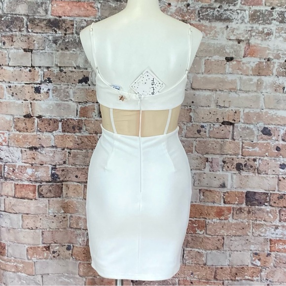 Angel Biba Corseted Mini Dress Blind Date Nude Mesh Bodycon White Sz Small - Picture 7 of 14